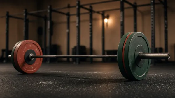 Langhantel mit Bumper Plates auf dem Boden